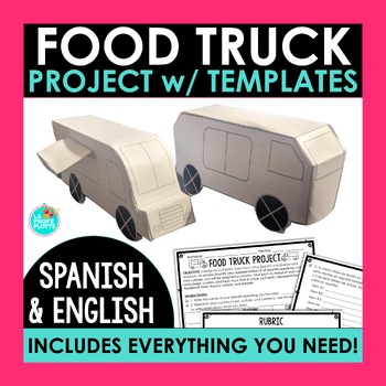 Preview of Food Truck Project for Spanish Class | Spanish and English with Templates