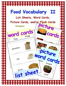 Preview of Food Vocabulary II has Word Cards & More; Great for ESOL, ESE, & Primary Grades!