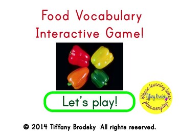 Preview of Food Vocabulary Interactive Game has 24 Words & is for ESOL, ESE, & Primary