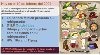 Preview of Food Vocabulary Plans (Descubre 1 Lección 8)