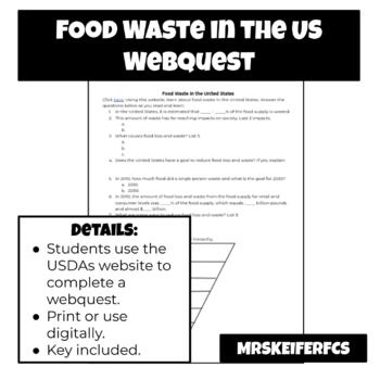 Preview of Food Waste in the US Webquest | FCS | Culinary | Health