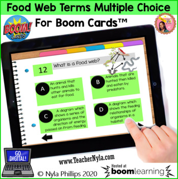 Preview of Food Web Boom Cards™ Multiple Choice Deck