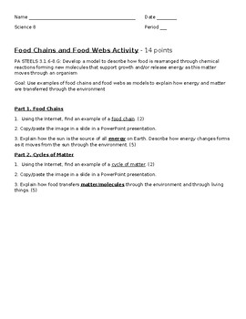 Food Web/Chain Activity by Suzie Science Teacher | TPT