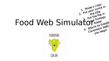 Preview of Food Web Simulator Student Response Sheet