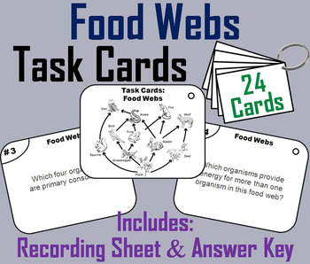 Preview of Food Web Task Cards (Food Chain Activity)