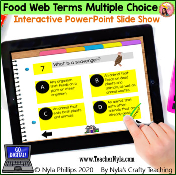 Preview of Food Web Terms Multiple Choice Interactive PowerPoint for Distance Learning