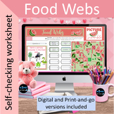 Food Web Valentines Day Digital or Printable Worksheets