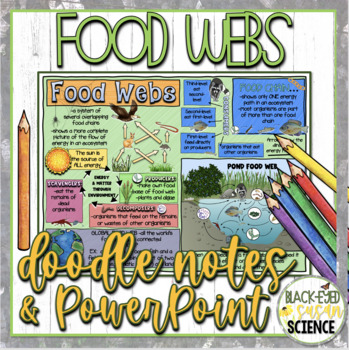 Preview of Food Webs Doodle Notes & Quiz + PowerPoint