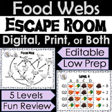 Food Webs and Food Chains Activity: Breakout Escape Room Science (Ecosystems)