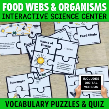 Preview of Producers and Consumers in Food Chains and Food Webs Worksheets - Puzzles & Quiz