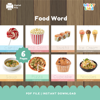 Preview of Food Word Flashcards | Printable Food Themed Flashcards, Digital Flashcard