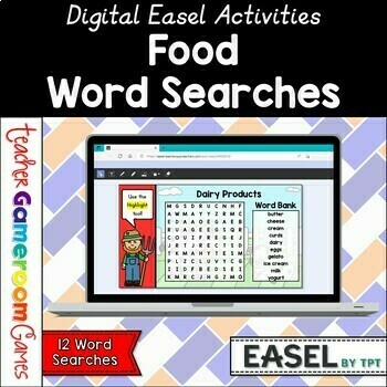 Preview of Food Word Search Easel Activity