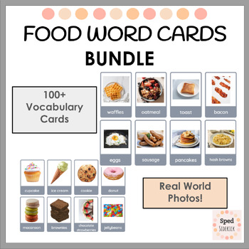 Preview of Food Word Vocabulary Cards Bundle