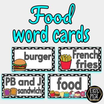 Preview of Food Words - Word Cards #polkadot