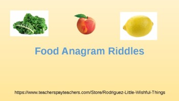 Preview of Food anagram riddles