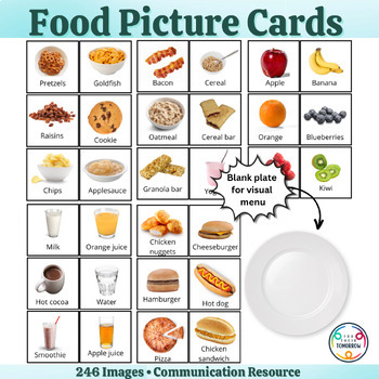 Food and Beverage Picture Cards! (246 labeled realistic images) AAC