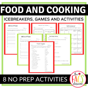 Preview of Food and Cooking | 8 Ice Breaker Activities for First Day of School | FCS