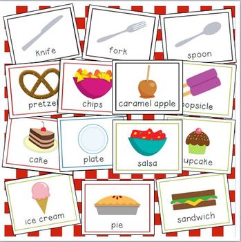 Food and Drink Vocabulary Cards for Preschool and Kindergarten by Julie ...