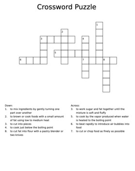 Preview of Food and Nutrition 1 Cooking Terms Crossword Puzzle