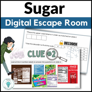 Preview of Nutrition Activity Sugar Digital Escape Room - Health - FACS- Culinary