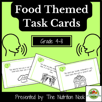 Preview of Multipurpose! ESL OR Health: Food Themed Conversation Starter Task Cards