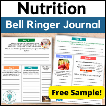 Preview of Nutrition Worksheets Free for Middle and High School Healthy and Nutrition