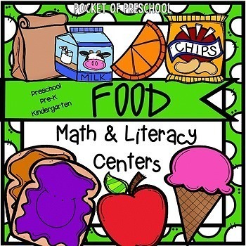 Preview of Food and Nutrition Math & Literacy Centers for Preschool, Pre-K, & Kindergarten