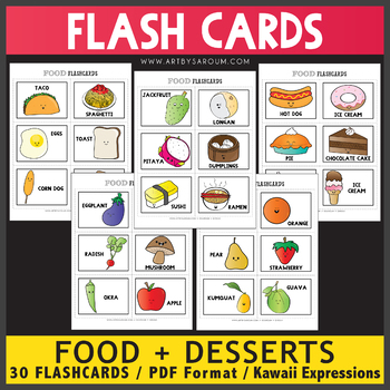 Preview of Food and Sweets Flashcards FREEBIE | Colorful Printables