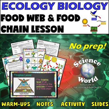 Preview of Food chain and Food Web lesson | Ecology Unit Biology Notebook | Middle School