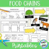 Food chains cut and paste worksheets and clothesline activ