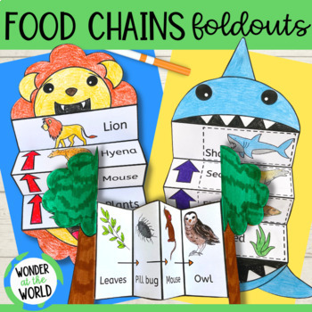 Preview of Food chains foldable sequencing activities cut and paste science craft
