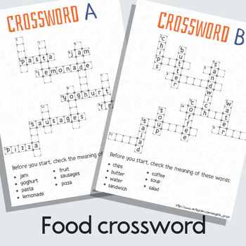 Food crossword by English PROPS TPT