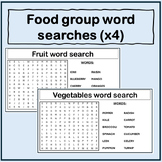 Food groups word searches x 4 (fruits, vegatables, herbs &