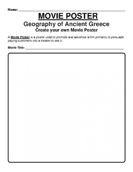 Preview of Geography of Ancient Greece "Movie Poster" WebQuest & Worksheet