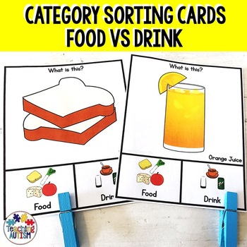 Preview of Sorting Categories Food vs Drink Task Cards