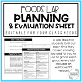 Foods Lab Planning Evaluation Sheet | Family Consumer Scie