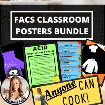 Preview of 30 Foods & Nutrition Classroom Posters Bundle [FACS, FCS]