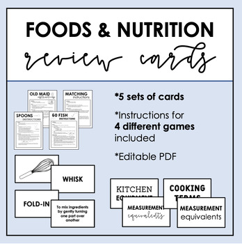 Preview of Foods & Nutrition Review Cards Bundle - FCS - FACS