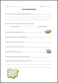 Foods Questionnaire - Editable! Great for culinary, nutrit