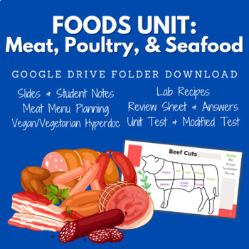 Preview of Foods Unit: Meat, Poultry, & Seafood - GOOGLE DRIVE UNIT