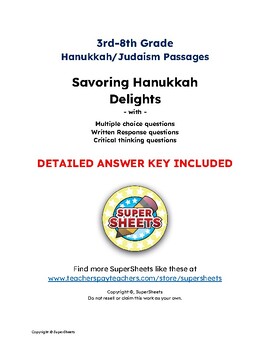 Preview of Foods of Hanukkah: Savoring Hanukkah Delights - Reading Comprehension