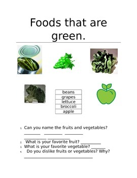 Preview of Foods that are Green!