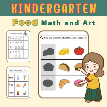 Preview of Foods worksheet about Math and Art (kindergarten)