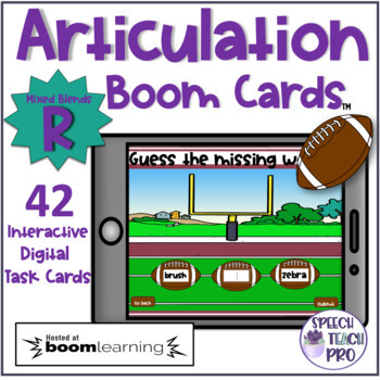 Preview of Football Articulation Boom Cards Game | Mixed R Blends