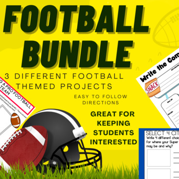 Preview of Football Bundle 3 football focused projects create a team and super bowl TPT