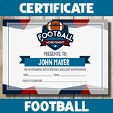 Football Certificate printable - Instant Download