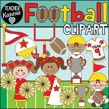 Football & Cheerleader Clipart, Red and Yellow, inspired by KC Chiefs