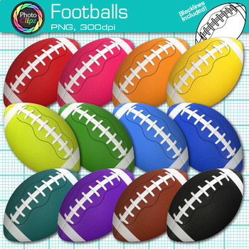 Preview of Football Clipart: 13 Colorful Simple Sports Clip Art Transparent PNG Comm. Use