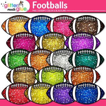Preview of Football Clipart: 19 Colorful Simple Sports Clip Art Transparent PNG B&W