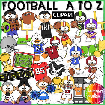 Preview of Football Clipart A to Z | Football Beginning Sounds Clipart | Sports Clipart